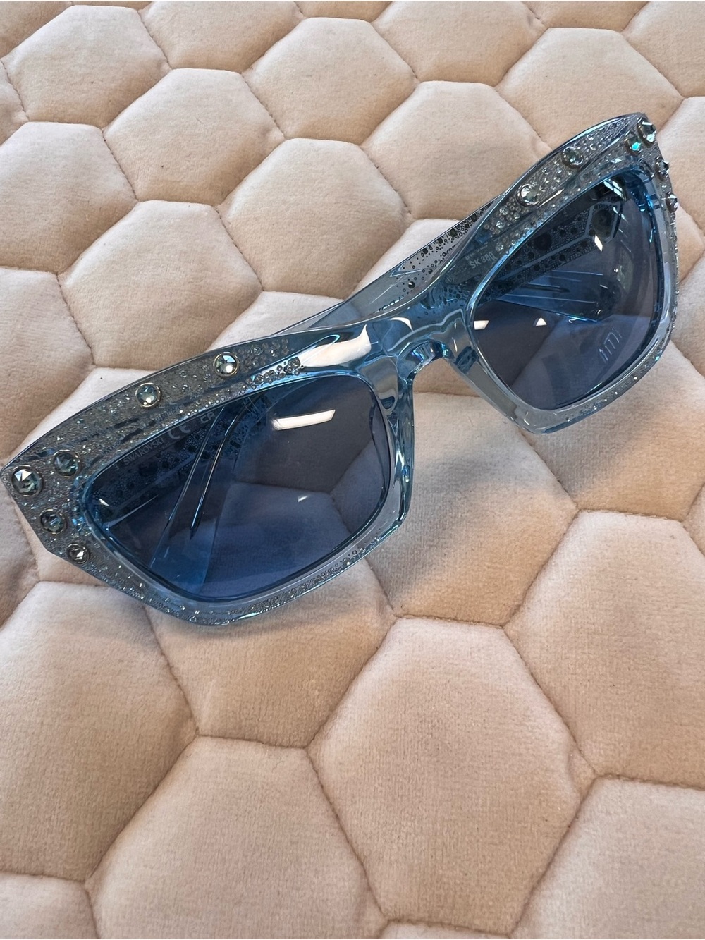 Swarovski Crystal-Embellished Blue Oversized Sunglasses